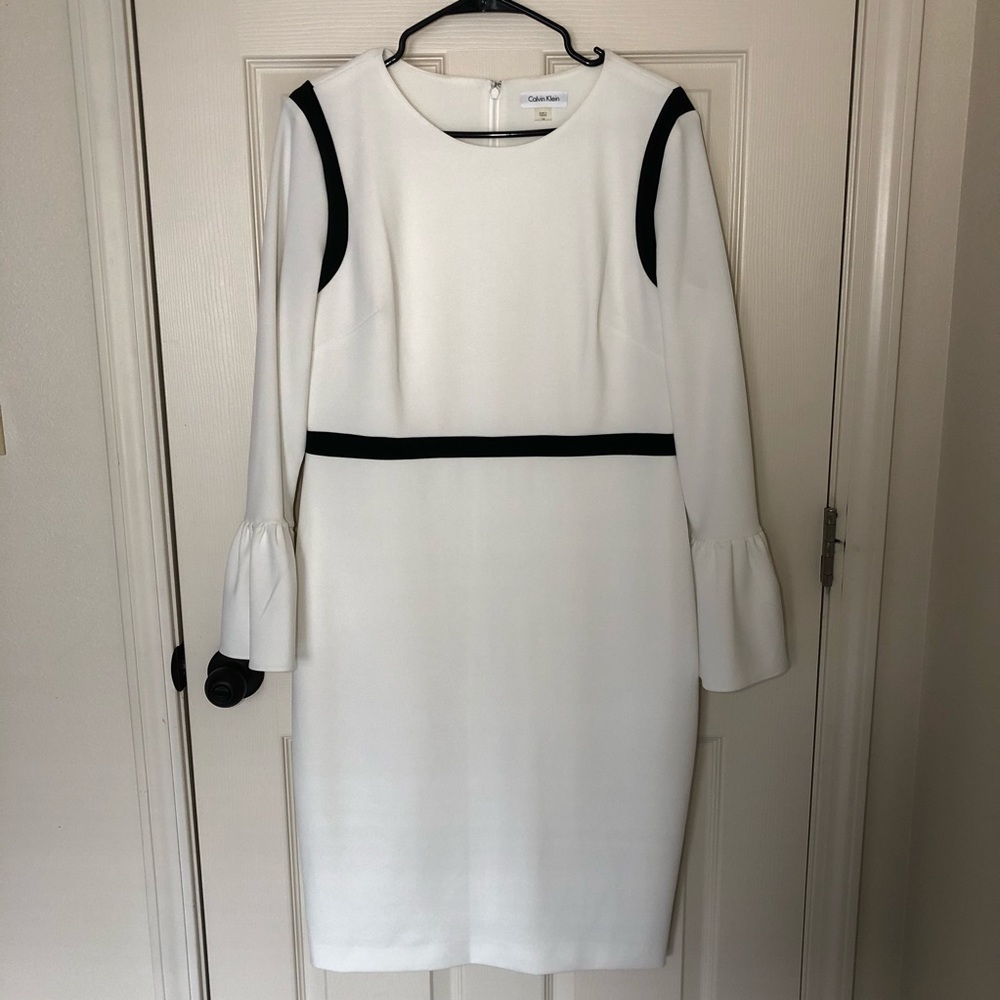 Calvin Klein White dress w/ Bell Sleeves